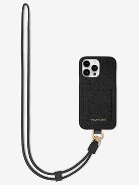 NIB- MAISON de SABRÉ
Sling Phone Case (iPhone 14 Pro) - Black Caviar - strap